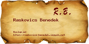 Raskovics Benedek névjegykártya